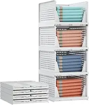 Comfycottage Stackable Storage Drawers, XL Size Closet Organizers and Storage of 4 Pack Closet Drawers, Organizer Baskets, Sweater Storage Organizer for Closet, Wardrobe Organizer, Towel Organizer