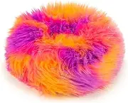 goDog Furballz Ring Squeaky Plush Dog Toy, Chew Guard Technology - Warm Rainbow, Large
