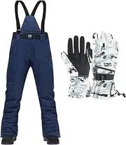 [GDDO] N/A Men Winter Warm Outdoor Mountain Snow Snowboard Bib Overall Pants Cargo Pants Windproof Waterproof,Blue,XL