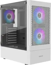 White RGB Gaming ATX Mid Tower Computer PC Case with Side Tempered Glass and Exc