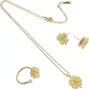[Homoyoyo] 1 Set Necklace Earrings And Ring For Women Patricks Jewelry Set For Valentines Anniversary Wedding Party Occasion