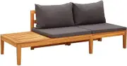 Sectional Sofa, Garden Bench with Table Dark Grey Cushions Solid Acacia Wood