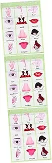 SHINEOFI 3pcs Learning Wall Charts Building Blocks Preschool Toys Flashcards 2-sided Colorful