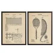 [Namly Design] Patent Drawing Poster - Tennis Net & Racket / Set of 2