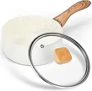 1.2L Non-Stick Saucepan with Anti-Scald Handle, Sauce Cooking Pan with Tempered Glass Lid, Portable Milk Pan Even Heat Conduction Cooking Sauce Pot for Induction Cooking