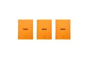 3x Rhodia Side Stapled A4+ Notepad w 4 Holes Office Stationery Seyes Orange