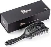 HAPPY HAIR Mother Brush - Detangling Hair Brush with Boar Bristles & Pins | Designed by Women to Detangle & Smooth Thick, Fine or Curly Hair | Pain-Free Slick Back Brush | Massage Scalp (Black)