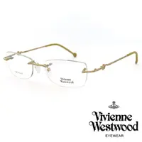 在飛比找momo購物網優惠-【Vivienne Westwood】特色線條鏡腳無框光學鏡