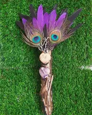 Handmade Smudging Feather Stick Wand (wand189)