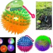 2 Pc Spike Balls Flashing LED Light Up Squeak Bounce Pets Dog Cat Puppy Toy 5"