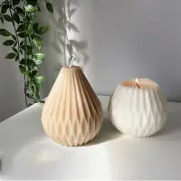 在飛比找蝦皮購物優惠-家居裝飾蠟燭模具 3D折紙梨造型設計蠟燭矽膠模具美學蠟燭製作