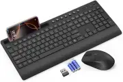 Wireless Keyboard and Mouse Combo - Full-Size Quiet Keyboard with Palm Rest P...