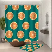 Teal And Orange Slices Shower Curtain