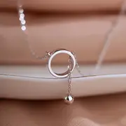圓圈項鍊S925純銀設計小眾一款兩戴幾何圓珠運轉流蘇鎖骨鏈簡約韓版時尚女