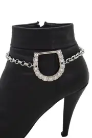 Women Silver Metal Boot Chain Bracelet Shoe Anklet Western Horseshoe Cool Charm