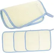 Ipetboom 4pcs Dual Sided Washable Loofah Towel for Body and Face Cleansing Soft and Durable Soap Foaming Net Beige Stylish Design for Effortless Lathering and Buffing