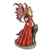 [LatestBuy] Large Red Fairy Princess with Black Wolf Figurine
