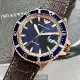 ARMANI42mm玫瑰金精鋼錶殼寶藍色錶盤真皮皮革咖啡色錶帶款AR00047