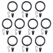 SYRLIG curtain ring with clip and hook, black, 38 mm