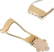 FUTUREORYY Golden Guitar Tailpiece Open Frame Bridge for String Archtop Guitar Accessories Compatible with Acoustic and Electric Folk Guitars Includes Mounting Screws