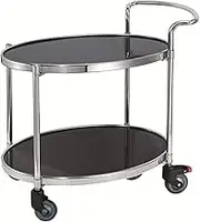 Mobile Storage Cart 2 Levels Shelves Bar Cart Functional Rolling Cart with Storage Box Serving Cart Trolley Kitchen Rolling Utility Cart Open Storage Space