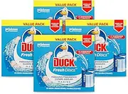 DUCK Toilet Cleaner, Fresh Discs Value Pack, Cleans & Freshens your Toilet Bowl, Marine Scent, 1 Dispenser plus 2 x 36ml Refill Tubes (12 Gel Discs) (Pack of 4)