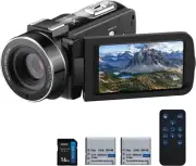 Video Camera Camcorder Full HD 1080P 30FPS 30MP, IR Night Vision Vlogging Cam...