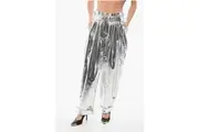 Balmain Pleated High-waisted Baggy-Fit Pants Metallic Effect