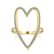 ANYCO Ring Simple Love Zircon Ring 18K Gold Platting Hollow Diamond CZ 5A Cubic Zirconia Heart Rings Jewelry Women