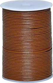 Cords Essentials Round Genuine Leather String Cord Rope for Jewelry Making Necklaces Bracelets Kumihimo Braiding Wraps Crafts and Hobby Projects (Light Brown 2.0 MM)
