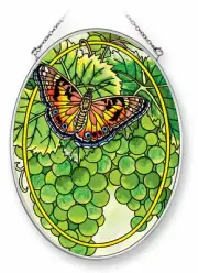 Amia Suncatcher Featuring a Butterfly and Sauvignon Grape 7 Inches High, 5380