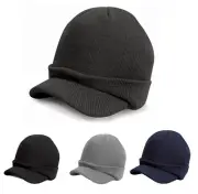 Peaked Beanie BLACK BLUE or GREY Esco Army Knitted Ski Hat