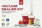 FORJARS Jar Vacuum Sealer Accessory Set for Mason Jars - Compatible with Regular and Wide Mouths, Cordless Pump for Portable Manual Hand Sealing, no electric. Vacuum Sealer with Plastic Lids and Hoses
