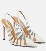 [Aquazzura] Aquazzura Hot Rumor 105 leather and PVC slingback pumps AU 4.5 white