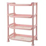 3 Tier Standing Shower Caddy Organizer Corner, Bathroom Shower Organizer Stand,Heavy Plastic Shower Shelf Caddy Corner for Shampoo, Shower Rack Stands for Inside Bathroom, Bathtub (Pink, 4 Tier)