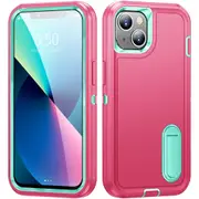 MCC Shockproof iPhone 14 Case Cover Heavy Duty with Stand Apple iPhone14 [Magenta+Light Blue]
