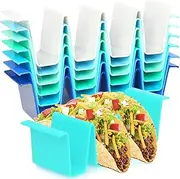 Youngever 8 Pack Re-usable Plastic Taco Holder Stand, Dishwasher Top Rack Safe, Microwave Safe, Set of 8 Assorted Colors (Coastal)