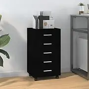 Drawer Cabinet with Castors Black Engineered Wood Storage Furniture