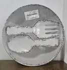 Tommy Bahama Melamine Serving Salad Bowl Server Utensils 3 pc SET White Speckled