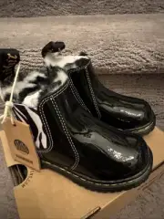 Doc Martens Little Girl's 2976 Leonore Zebra Print Leather Boots US 7 BLACK