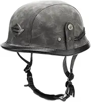 Motorcycle Helmet Half Hood Helmet Quick Release Buckle Leather Cap Half Helmet Comfortable and Durable Fit Adult Men Women ATV Motocross - DOT/ECE Certified