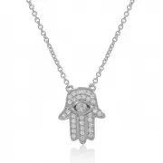Diana M Jewels 0.11 cts diamond hamsa hand necklace size One Size