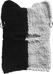 [AWINGGILA] Customizable Knitted Mask Crochet Beanie Hat Face Mask, 3D Black- White Cat Ear Hat for Girls, Womens in Cold Weather or Party, Black-white, One Size