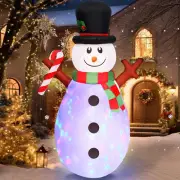 5 FT Christmas Inflatables Snowman with Colorful Rotating Led Lights Outdoor