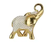 17cm Gold Elephant with Lotus Pattern - Elegant Decorative Accent