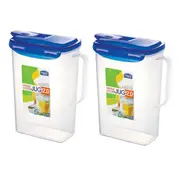 2x Lock & Lock 2L Water/Juice Jug Flip Lid 24cm Plastic Drink Storage Container