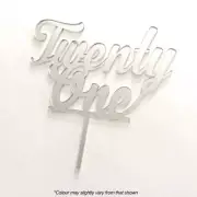 TWENTY ONE Silver Mirror Acrylic Cake Topper