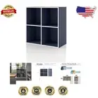 Versatile 4-Cube Storage Organizer Shelves with Stylish Steel Blue Finish