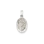 JewelryWeb 14k White Gold Solid Polished back-Polished and satin Saint Christopher Medal Pendant Necklace 15x11mm 0.590