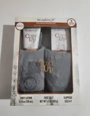 Bloomfield Foot Therapy Velvety Slipper Set Foot Salt Scrub/Foot Cream GIFT NIB